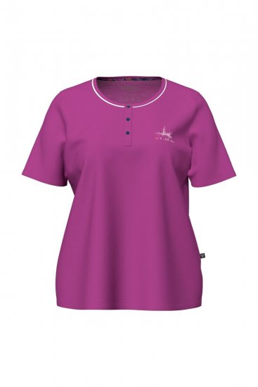 Ulla Popken 850864 Set pigiama 3 pezzi a quadri Viola - Pigiami/Loungewear - 