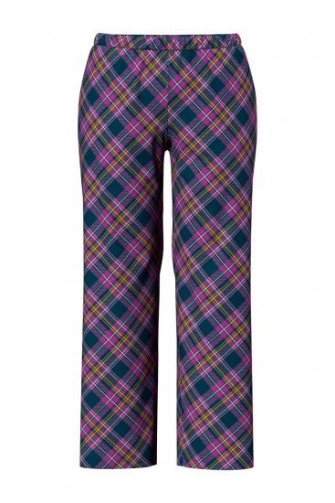 Ulla Popken 850864 Set pigiama 3 pezzi a quadri Viola - Pigiami/Loungewear - 