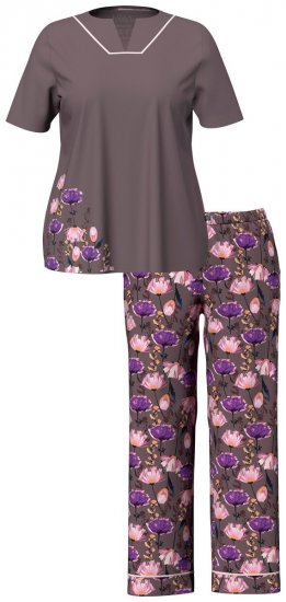 Ulla Popken 850903 Pigiama a fiori confezione da 2 Marrone - Pigiami/Loungewear - 