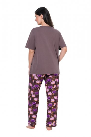 Ulla Popken 850903 Pigiama a fiori confezione da 2 Marrone - Pigiami/Loungewear - 