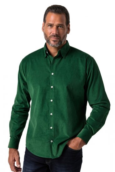 JP1880 850921 Camicia in velluto a coste a maniche lunghe Verde foresta TALL - TALL camicie - Camicie TALL per uomo alto