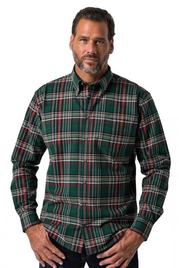 JP1880 850923 Camicia a quadri a maniche lunghe Verde foresta TALL - TALL camicie - Camicie TALL per uomo alto