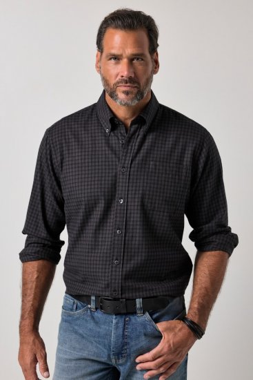 JP1880 850950 Camicia in flanella a quadri a maniche lunghe Nero TALL - TALL camicie - Camicie TALL per uomo alto