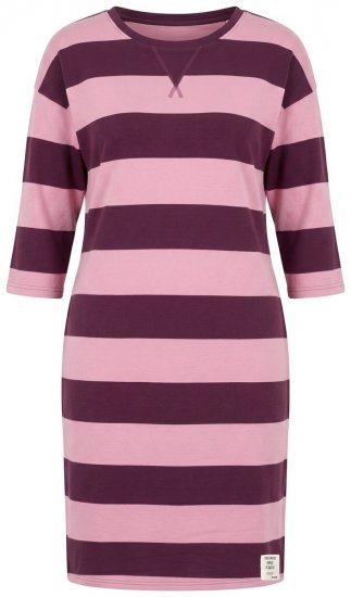 Ulla Popken 850958 Abito in felpa a righe con maniche a 3/4 Bordeaux - Abiti in felpa - 