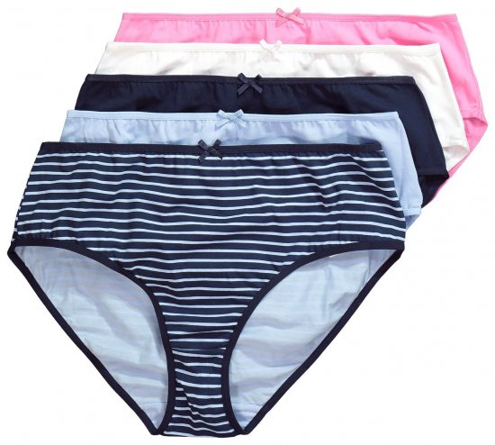 Ulla Popken 850966 Slip a righe confezione da 5 Blu scuro - Slip - 