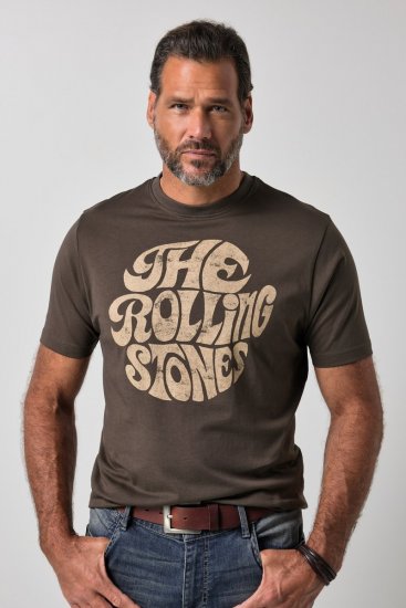 JP1880 851001 Rolling Stones Retro Logo T-shirt Nocciola - Magliette di band - T-shirt band taglie forti