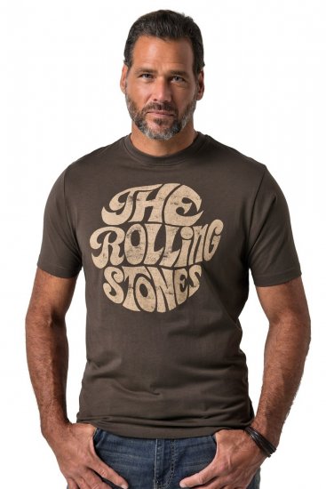 JP1880 851001 Rolling Stones Retro Logo T-shirt Nocciola - Magliette di band - T-shirt band taglie forti