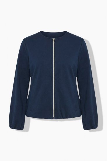 Ulla Popken 851040 Felpa con zip Blu scuro - Felpe - Felpe girocollo da donna taglie forti