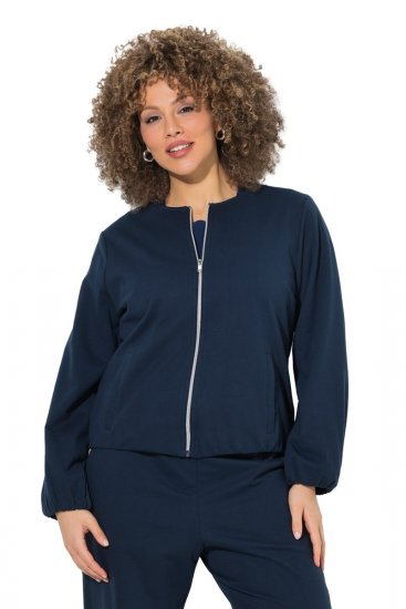 Ulla Popken 851040 Felpa con zip Blu scuro - Felpe - Felpe girocollo da donna taglie forti