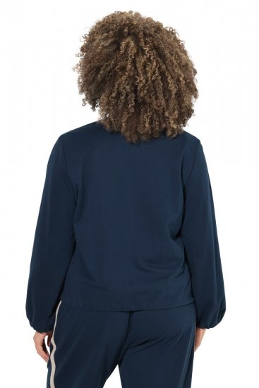 Ulla Popken 851040 Felpa con zip Blu scuro - Felpe - Felpe girocollo da donna taglie forti