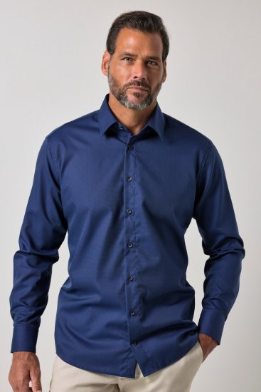 JP1880 851055 Camicia business fantasia no-stiro manica lunga Blu scuro TALL - TALL camicie - Camicie TALL per uomo alto