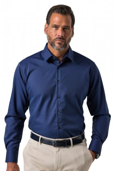 JP1880 851055 Camicia business fantasia no-stiro manica lunga Blu scuro TALL - TALL camicie - Camicie TALL per uomo alto