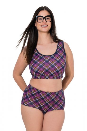Ulla Popken 851071 Slip a quadri in cotone biologico confezione da 2 Viola - Slip - 
