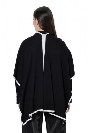 Ulla Popken 851127 Poncho in maglia aperto con bordo di strass Nero - Poncho e mantelle - 