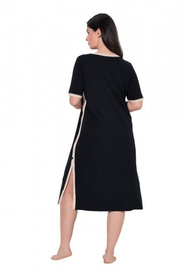 Ulla Popken 851237 Camicia da notte a righe Nero - Camicie da notte - 