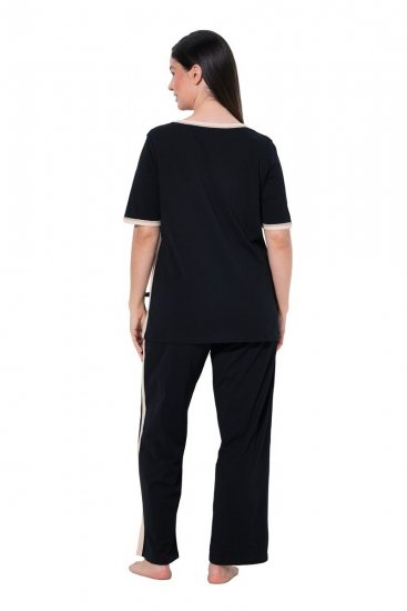 Ulla Popken 851245 Pigiama a righe Nero - Pigiami/Loungewear - 