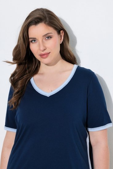 Ulla Popken 851245 Pigiama a righe Blu scuro - Pigiami/Loungewear - 