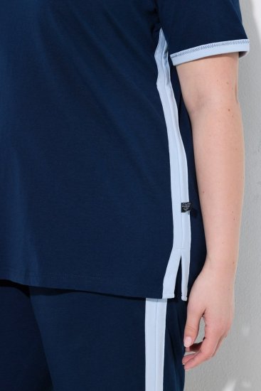 Ulla Popken 851245 Pigiama a righe Blu scuro - Pigiami/Loungewear - 