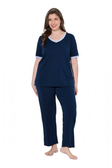 Ulla Popken 851245 Pigiama a righe Blu scuro - Pigiami/Loungewear - 