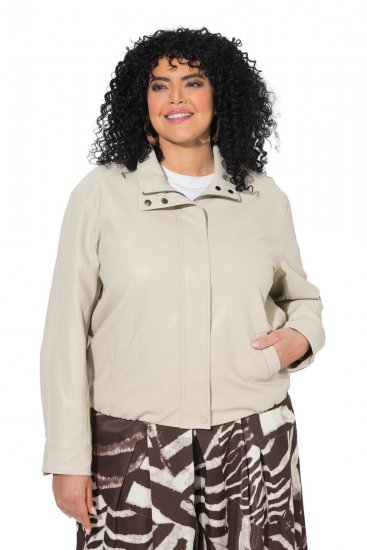 Ulla Popken 851329 Giacca biker effetto pelle con zip Tortora - Giacche - Giacche taglie forti da donna