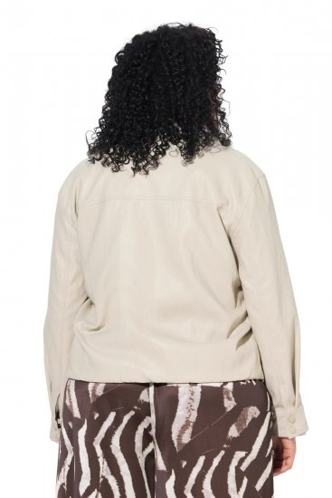 Ulla Popken 851329 Giacca biker effetto pelle con zip Tortora - Giacche - Giacche taglie forti da donna
