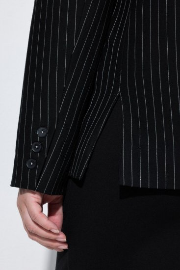 Ulla Popken 851341 Blazer elasticizzato gessato Nero - Blazer - Blazer Taglie Forti da Donna