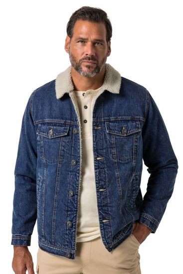 JP1880 851363 Giacca di jeans con fodera teddy Blu denim TALL - TALL giubbotti - Giacche TALL per uomo alto