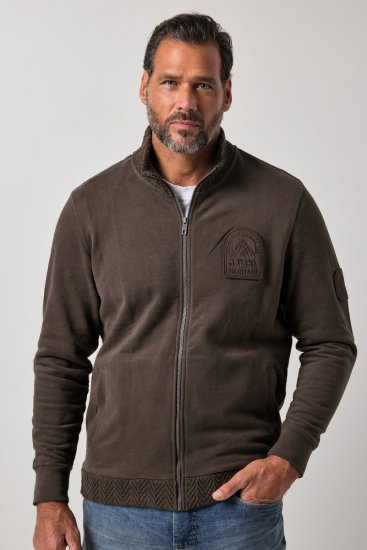 JP1880 851387 Felpa con zip Nocciola TALL - TALL felpe - Felpe TALL per uomo alto