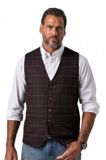 JP1880 851393 Gilet in tweed a quadri Bordeaux - Abiti - Abiti da Uomo Taglie Forti