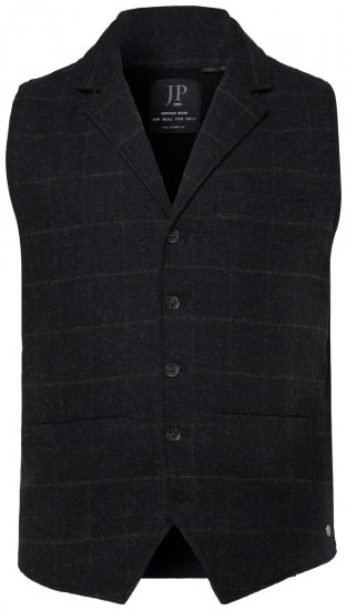 JP1880 851395 Gilet in tweed a quadri elasticizzato Nero - Abiti - Abiti da Uomo Taglie Forti