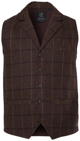 JP1880 851395 Gilet in tweed a quadri elasticizzato Marrone scuro - Abiti - Abiti da Uomo Taglie Forti