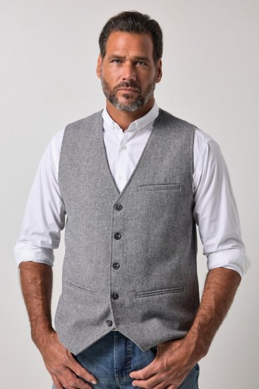 JP1880 851399 Gilet in misto lana con dorso in maglia Grigio chiaro - Abiti - Abiti da Uomo Taglie Forti