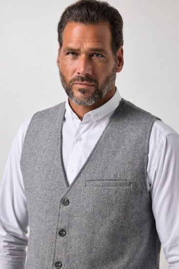 JP1880 851399 Gilet in misto lana con dorso in maglia Grigio chiaro - Abiti - Abiti da Uomo Taglie Forti