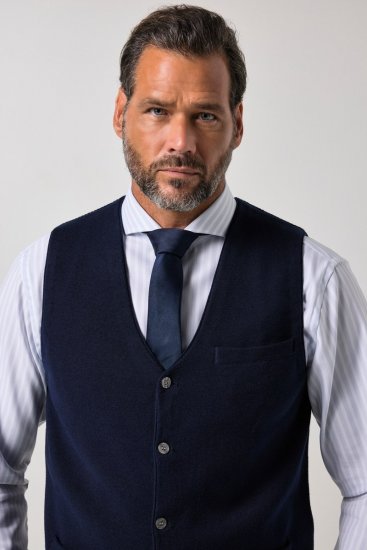 JP1880 851421 Gilet in maglia con scollo a V Blu scuro - Abiti - Abiti da Uomo Taglie Forti