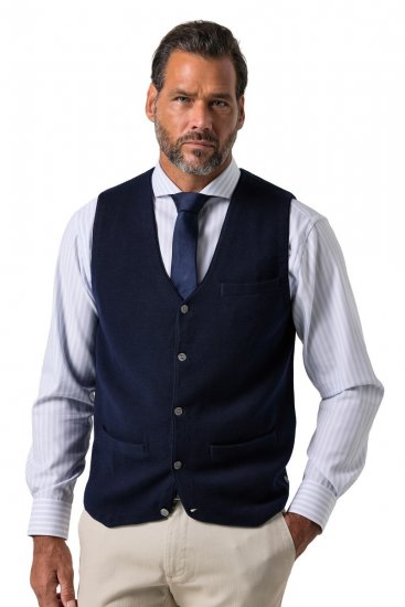 JP1880 851421 Gilet in maglia con scollo a V Blu scuro - Abiti - Abiti da Uomo Taglie Forti