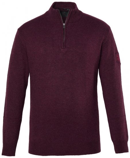 JP1880 851428 Maglione in maglia con mezza zip Prugna TALL - TALL felpe - Felpe TALL per uomo alto