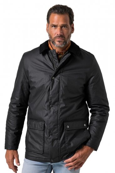 JP1880 851493 Giacca cerata con collo in velluto a coste Nero - Giubbotti - Giubbotti Uomo Taglie Forti