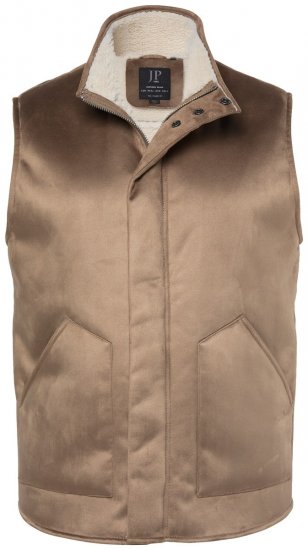 JP1880 851516 Gilet effetto camoscio con fodera teddy Beige - Giubbotti - Giubbotti Uomo Taglie Forti