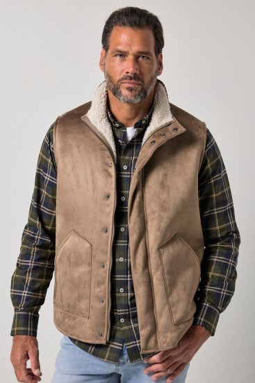 JP1880 851516 Gilet effetto camoscio con fodera teddy Beige - Giubbotti - Giubbotti Uomo Taglie Forti