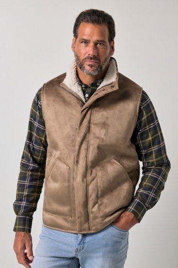 JP1880 851516 Gilet effetto camoscio con fodera teddy Beige - Giubbotti - Giubbotti Uomo Taglie Forti