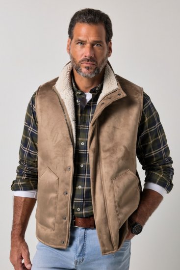 JP1880 851516 Gilet effetto camoscio con fodera teddy Beige - Giubbotti - Giubbotti Uomo Taglie Forti