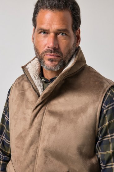 JP1880 851516 Gilet effetto camoscio con fodera teddy Beige - Giubbotti - Giubbotti Uomo Taglie Forti