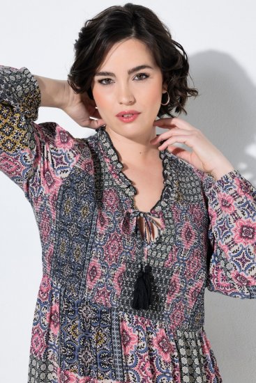 Ulla Popken 851546 Abito midi fantasia Giallo senape - Vestiti midi - Abiti midi taglie comode