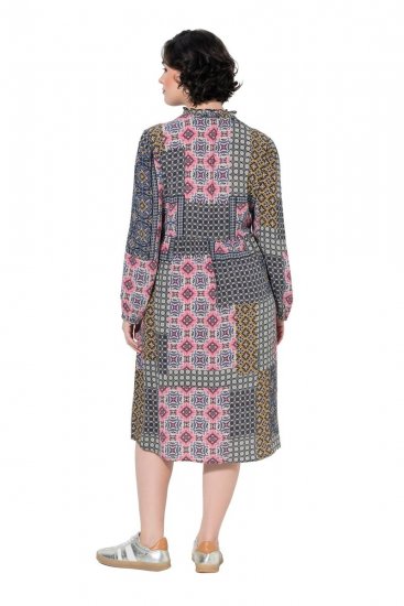 Ulla Popken 851546 Abito midi fantasia Giallo senape - Vestiti midi - Abiti midi taglie comode
