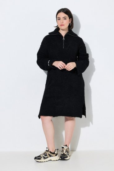 Ulla Popken 851563 Abito in maglia a maniche lunghe con collo alto Nero - Abiti - Vestiti per tutte le taglie