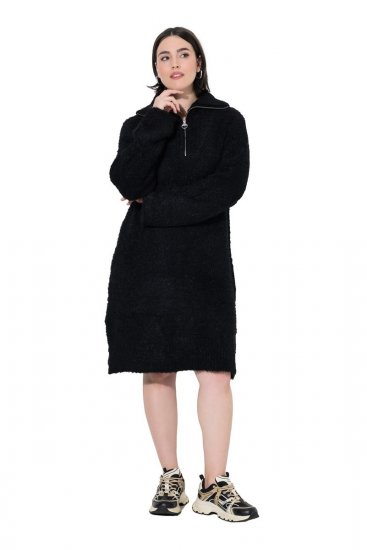 Ulla Popken 851563 Abito in maglia a maniche lunghe con collo alto Nero - Abiti - Vestiti per tutte le taglie