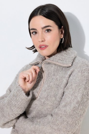 Ulla Popken 851563 Abito in maglia a maniche lunghe Beige - Abiti - Vestiti per tutte le taglie