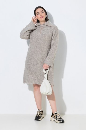 Ulla Popken 851563 Abito in maglia a maniche lunghe Beige - Abiti - Vestiti per tutte le taglie