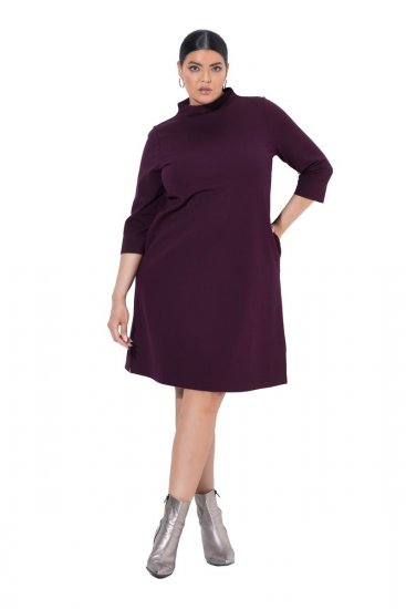 Ulla Popken 851664 Abito in jersey con collo alto Prugna - Abiti - Vestiti per tutte le taglie
