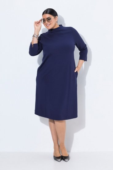 Ulla Popken 851664 Abito in jersey svasato con tasche Blu scuro - Abiti - Vestiti per tutte le taglie